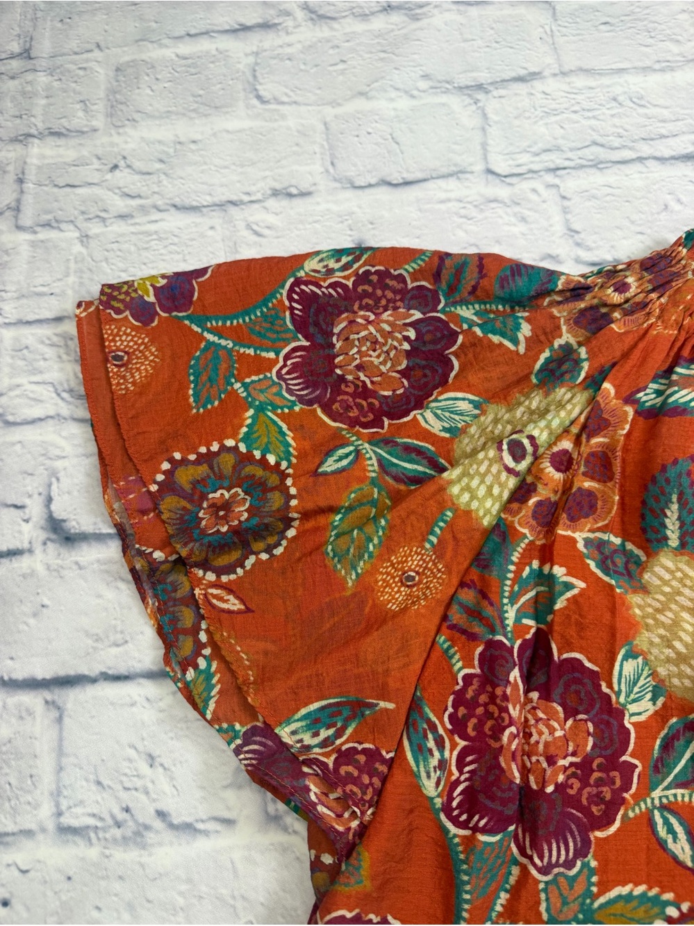 NWT Anthropologie THML Orange Floral Bohemian Blouse. Size Large. - Picture 11 of 11